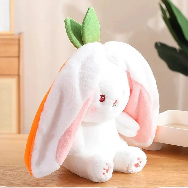 30cm Creative Funny Doll Carrot Rabbit Plush Toy Stuffed Soft Bunny Hiding in Strawberry Bag Toys for Kids Girls Birthday Gift - RtrStore