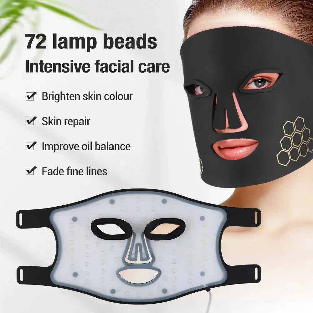 72 LED Photon Beauty Mask Instrument USB Electronic Mask Rejuvenation Lightens Fine Lines Brighten Skin Tone Repair Skin - RtrStore