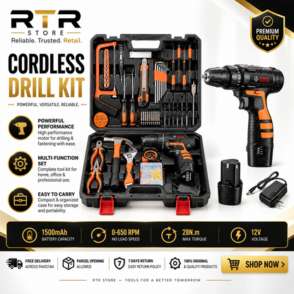 Cordless Drill Machine with 112 pieces