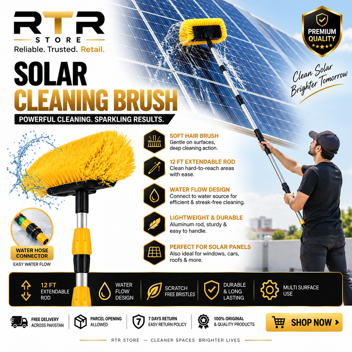 Solar Cleaning Brush Aluminum