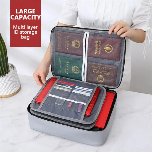 Fireproof Document Password Bag Travel Waterproof File Money Storage Safe Papers Zipper Organizer Multi-Layer Card Case Bag - RtrStore
