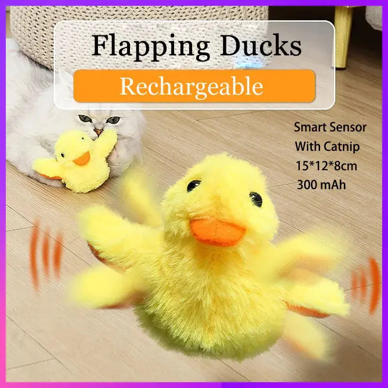 Flapping Duck Cat Toys Interactive Electric Bird Toys Washable Cat Plush Toy With Catnip Vibration Sensor Cats Game Toy Kitten - RtrStore