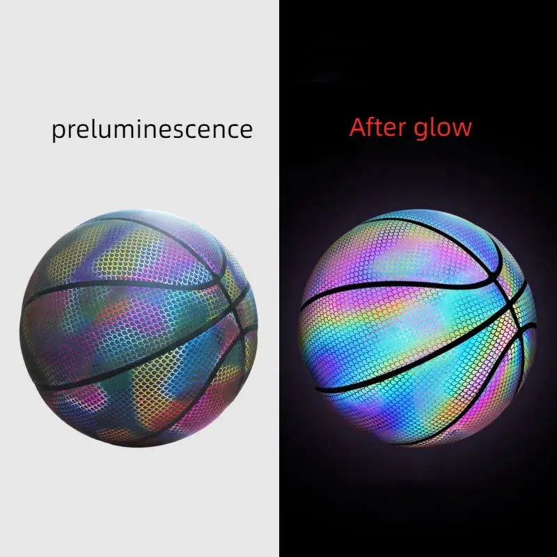 Size 7 Night Glow Basketball PU Wear Resistant Anti Slip Indoor Outdoor Adults Training Competition Ball Reflective Basketball - RtrStore