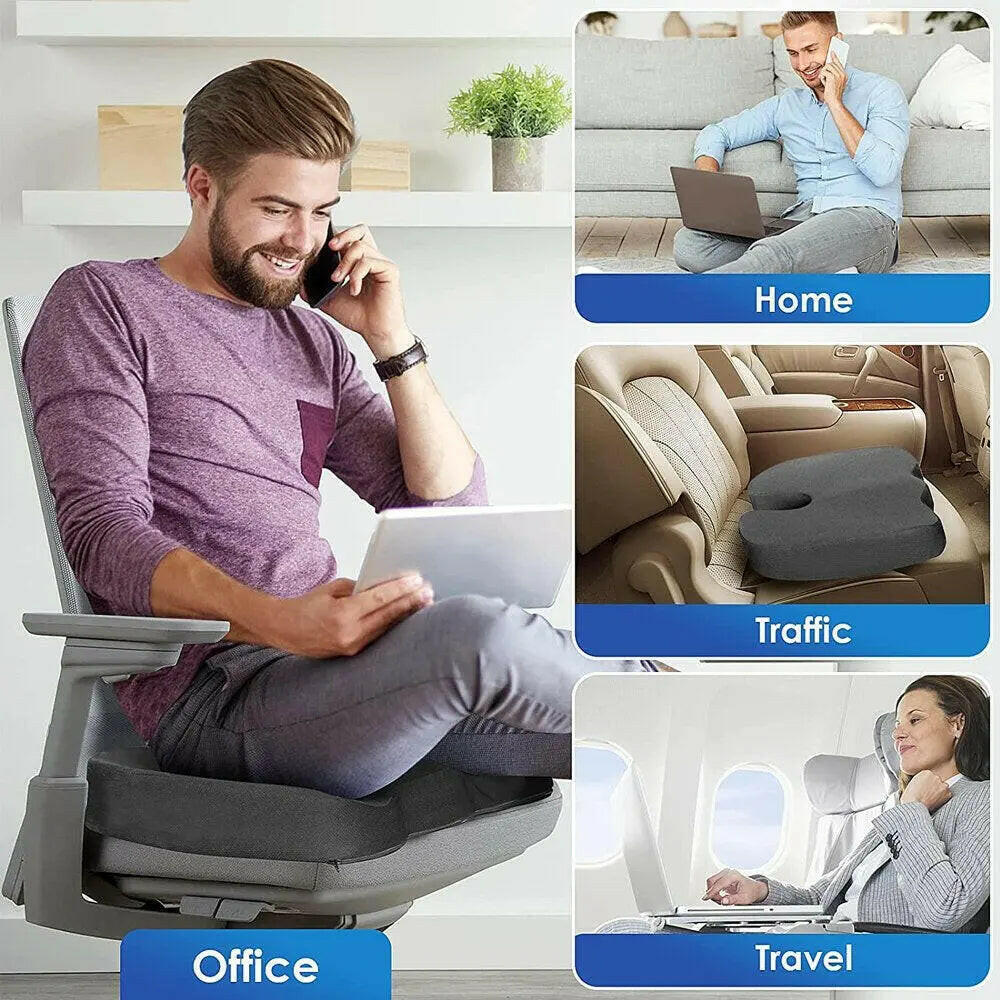 Travel Coccyx Seat Cushion Memory Foam U-Shaped Pillow for Chair Cushion Pad Car Office Hip Support Massage Orthopedic Pillow - RtrStore